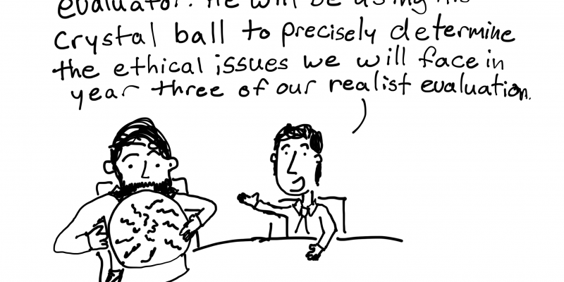 A realist evaluation cartoon by Chris Lysy.
